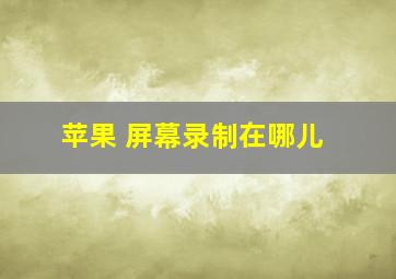 苹果 屏幕录制在哪儿